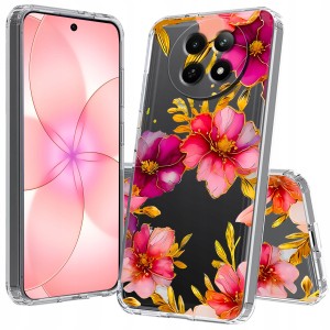 ETUI DO REALME 12 5G / 12X 5G Przezroczyste KWIATY CZARNE SILIKONOWE CASE
