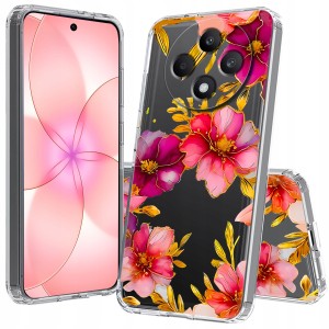 ETUI DO OPPO RENO 12F 5G / 12 FS 5G Przezroczyste KWIATY SILIKONOWE + SZKŁO