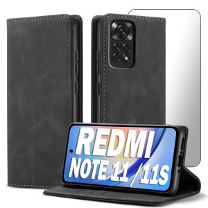 ETUI Z KLAPKĄ DO XIAOMI REDMI NOTE 11 / 11S ECOSKÓRA PORTFEL MAGNET+ SZKŁO