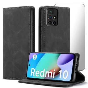 ETUI Z KLAPKĄ DO XIAOMI REDMI 10 / 10 2022 ECOSKÓRA PORTFEL MAGNET + SZKŁO