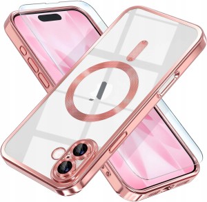ETUI DO IPHONE 16 SILIKON MAGNETYCZNE DO MAGSAFE RAMKA GLAMOUR CASE + SZKŁO