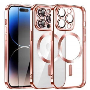 ETUI DO IPHONE 16 PRO MAX SILIKON MAGNETYCZNE DO MAGSAFE RAMKA + SZKŁO