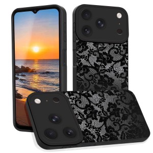 Etui do iPhone 17 PRO Max Silikon Ochrona Aparatu KORONKA CZARNY + SZKŁO