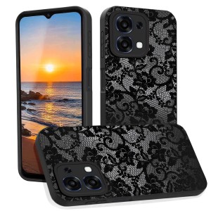 Etui do Oppo A6 Pro Silikon Ochrona Aparatu KORONKA CASE CZARNY + SZKŁO