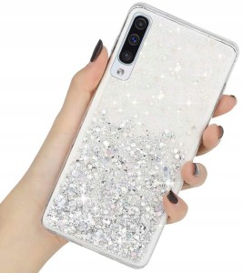 ETUI BROKAT DO SAMSUNG A70 GLITTER CASE + SZKŁO