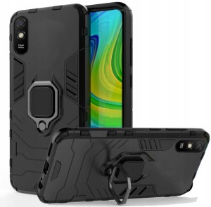 ETUI PANCERNE RING HOLDER DO XIAOMI REDMI 9A SZKŁO + SZKŁO