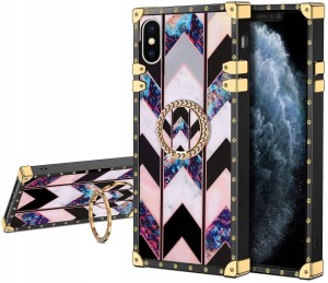 ETUI DO IPHONE X MOCNE MARMUR RING CASE + SZKŁO