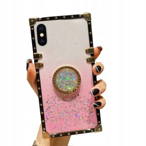 ETUI DO IPHONE XS MAX MOCNE BROKAT RING CASE+SZKŁO
