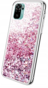 ETUI DO XIAOMI REDMI NOTE 10 / 10S BROKAT LIQUID SILIKON GLITTER +SZKŁO
