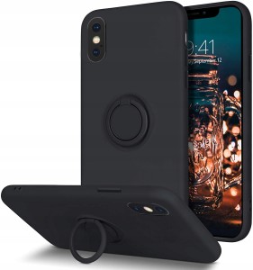 ETUI DO IPHONE X SILIKON KOLOR HOLDER RING + SZKŁO