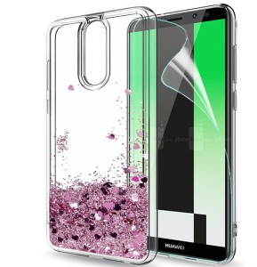 ETUI DO HUAWEI MATE 10 LITE LIQUID SILIKON BROKATOWE GLITTER CASE + SZKŁO