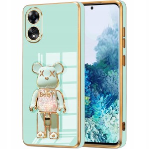 ETUI GLAMOUR DO OPPO A78 4G BEAR UCHWYT PODSTAWKA MIŚ SILIKON CASE + SZKŁO