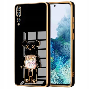 ETUI GLAMOUR DO HUAWEI P20 PRO BEAR UCHWYT PODSTAWKA MIŚ 6D SILIKON + SZKŁO