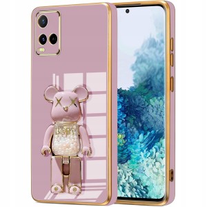 ETUI GLAMOUR DO VIVO Y21s / Y33s BEAR UCHWYT PODSTAWKA MIŚ SILIKON + SZKŁO