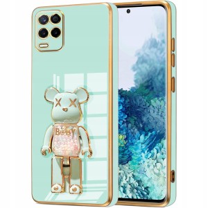 ETUI GLAMOUR DO REALME 8 / 8 PRO BEAR UCHWYT PODSTAWKA MIŚ SILIKON + SZKŁO