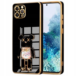 ETUI GLAMOUR DO IPHONE 13 PRO BEAR UCHWYT PODSTAWKA MIŚ 6D SILIKON + SZKŁO