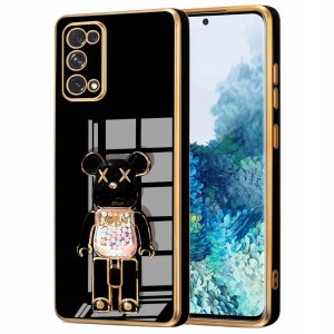 ETUI GLAMOUR DO OPPO RENO 5 5G BEAR UCHWYT PODSTAWKA MIŚ SILIKON + SZKŁO