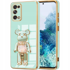 ETUI GLAMOUR DO OPPO RENO 5 5G BEAR UCHWYT PODSTAWKA MIŚ SILIKON + SZKŁO